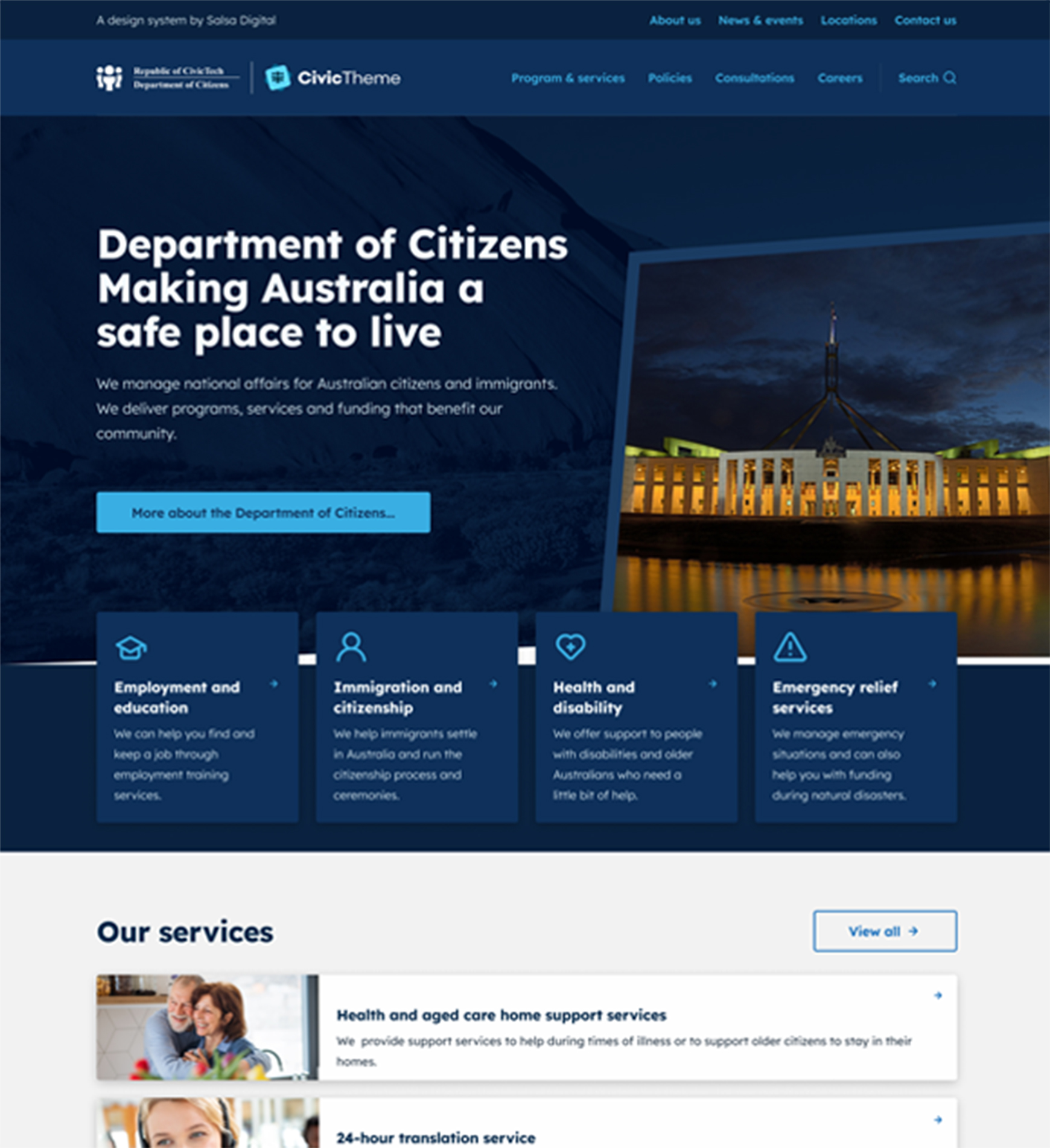 Large screenshot of government.civictheme.io website