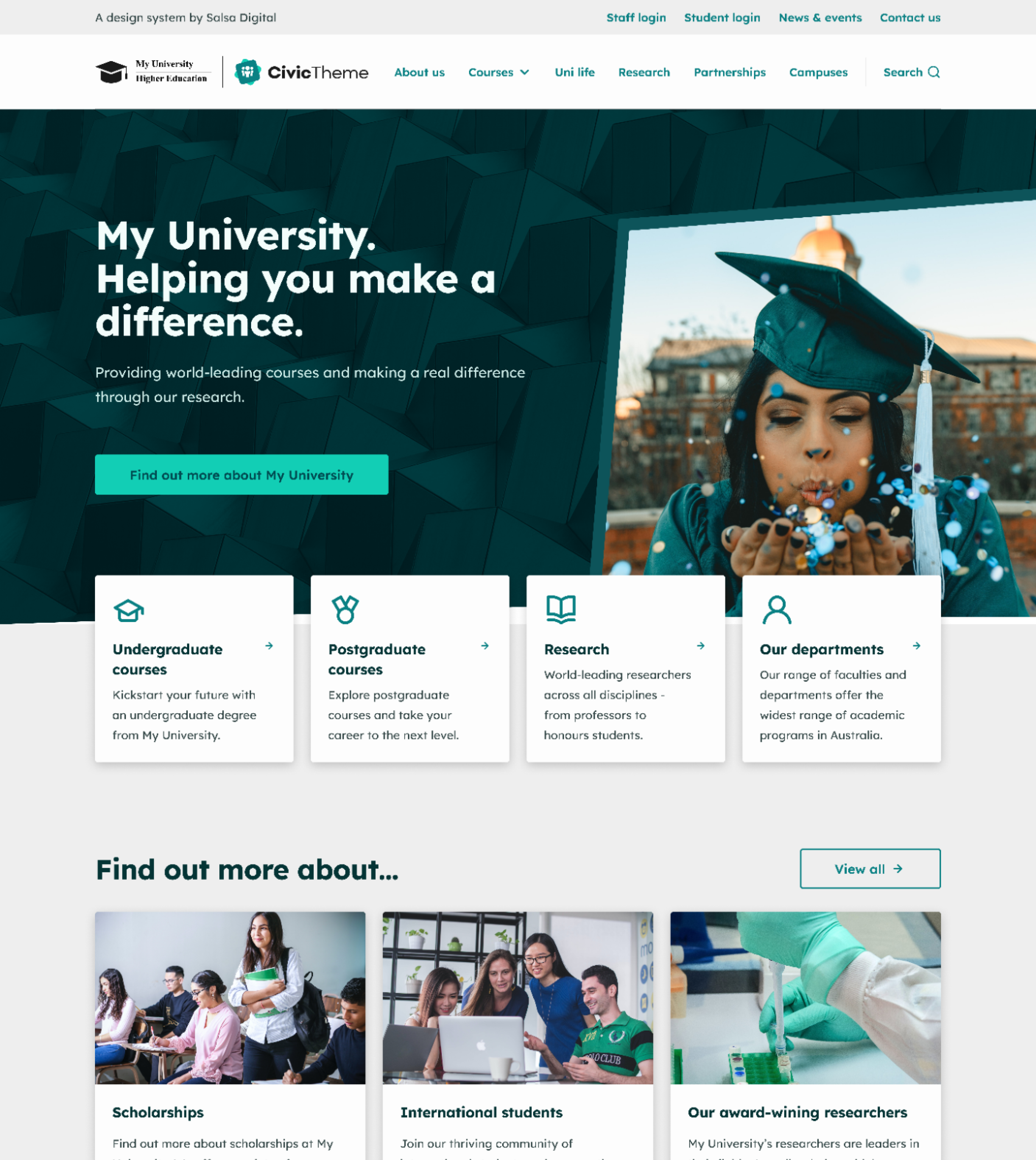 Large screenshot of higher-education-university.civictheme.io website